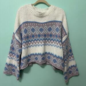 Sincerely Jules Blue Sharlene Wool blend bell Sleeve Sweater Women Medium‎